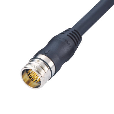 M23 Straight Connector, Molded Cable, Male Unshielded, Coupling Screw